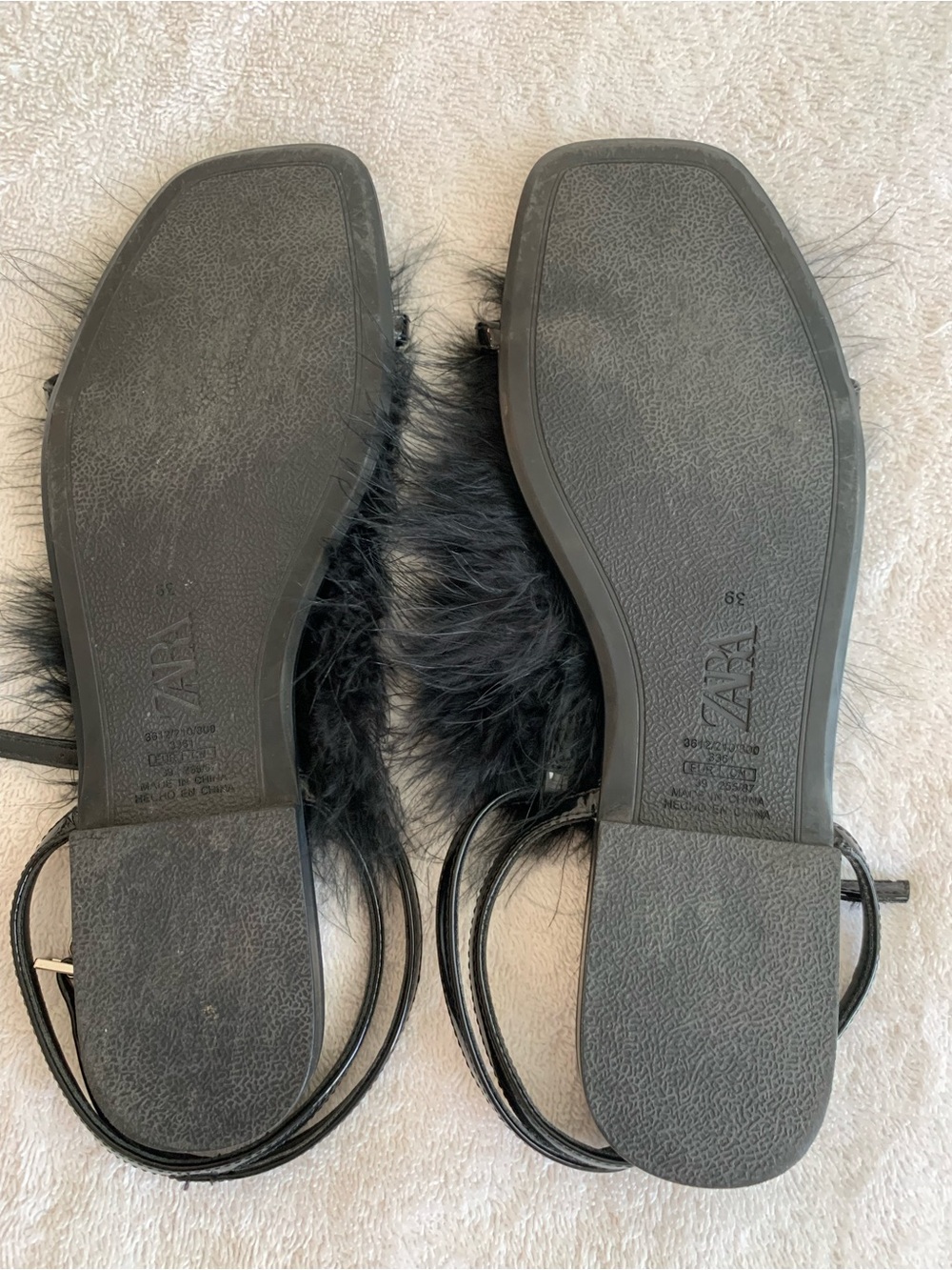 Zara Black Feather Strap Sandals Size 39 - Picture 4 of 6